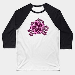 Colorful floral shapes with pink flower Baseball T-Shirt